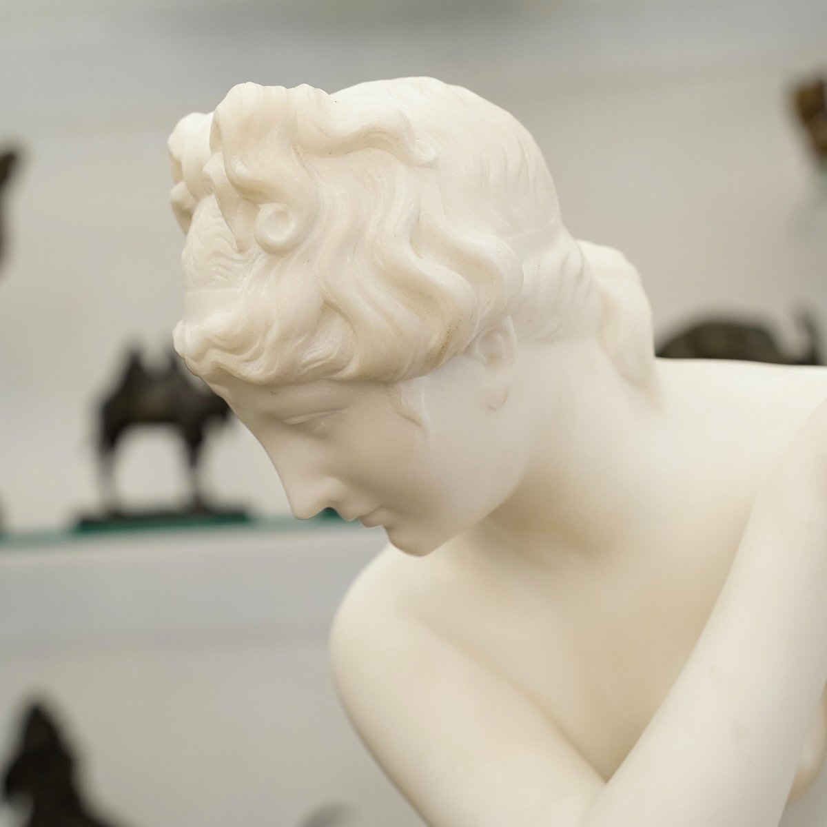 Sculpture - Venus Crouching , Doidalsas De Bithynie - Marble-photo-4