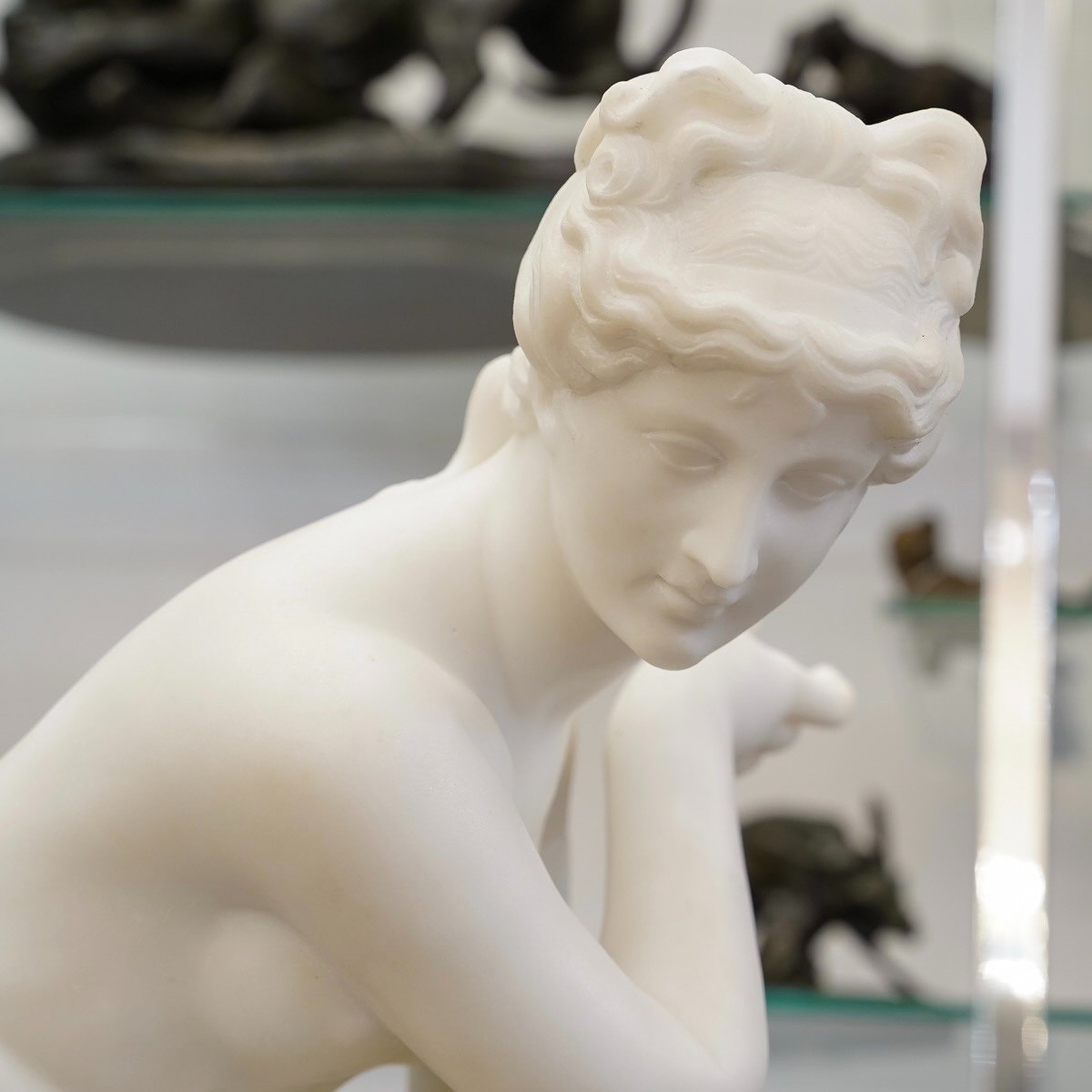 Sculpture - Venus Crouching , Doidalsas De Bithynie - Marble-photo-3