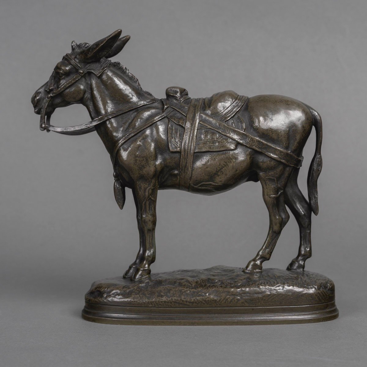 Sculpture - Donkey  , Alfred Barye (1839-1895) - Bronze-photo-2