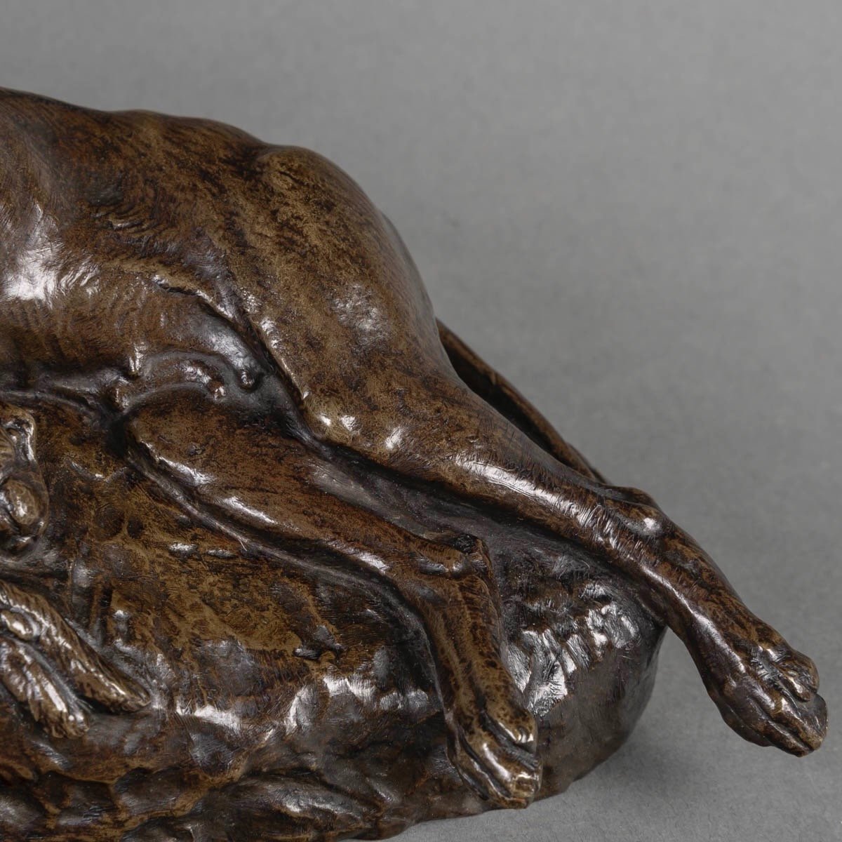 Sculpture - Dog With Hare , Emile - Louis Truffot (1843-1896) - Bronze-photo-2