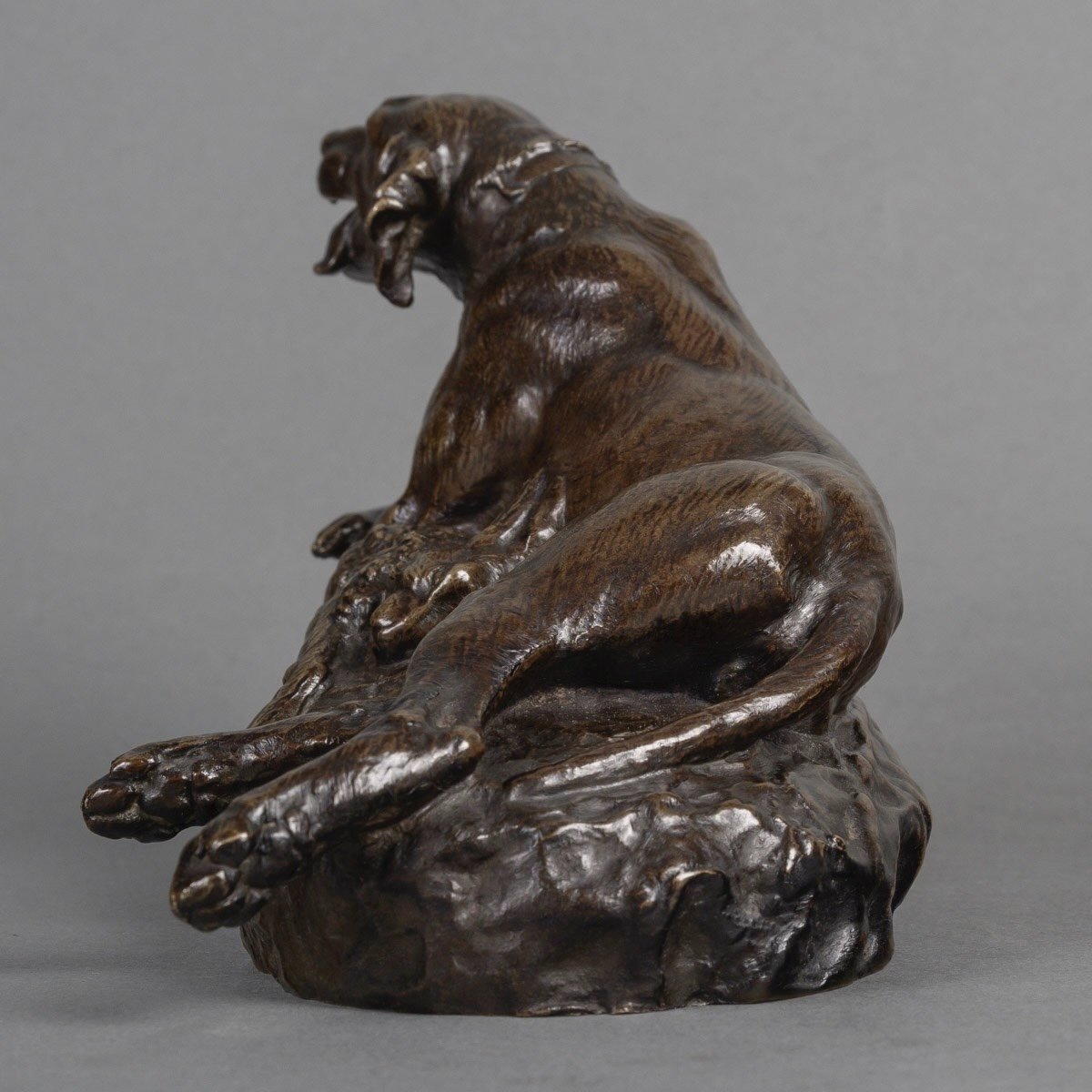 Sculpture - Dog With Hare , Emile - Louis Truffot (1843-1896) - Bronze-photo-3