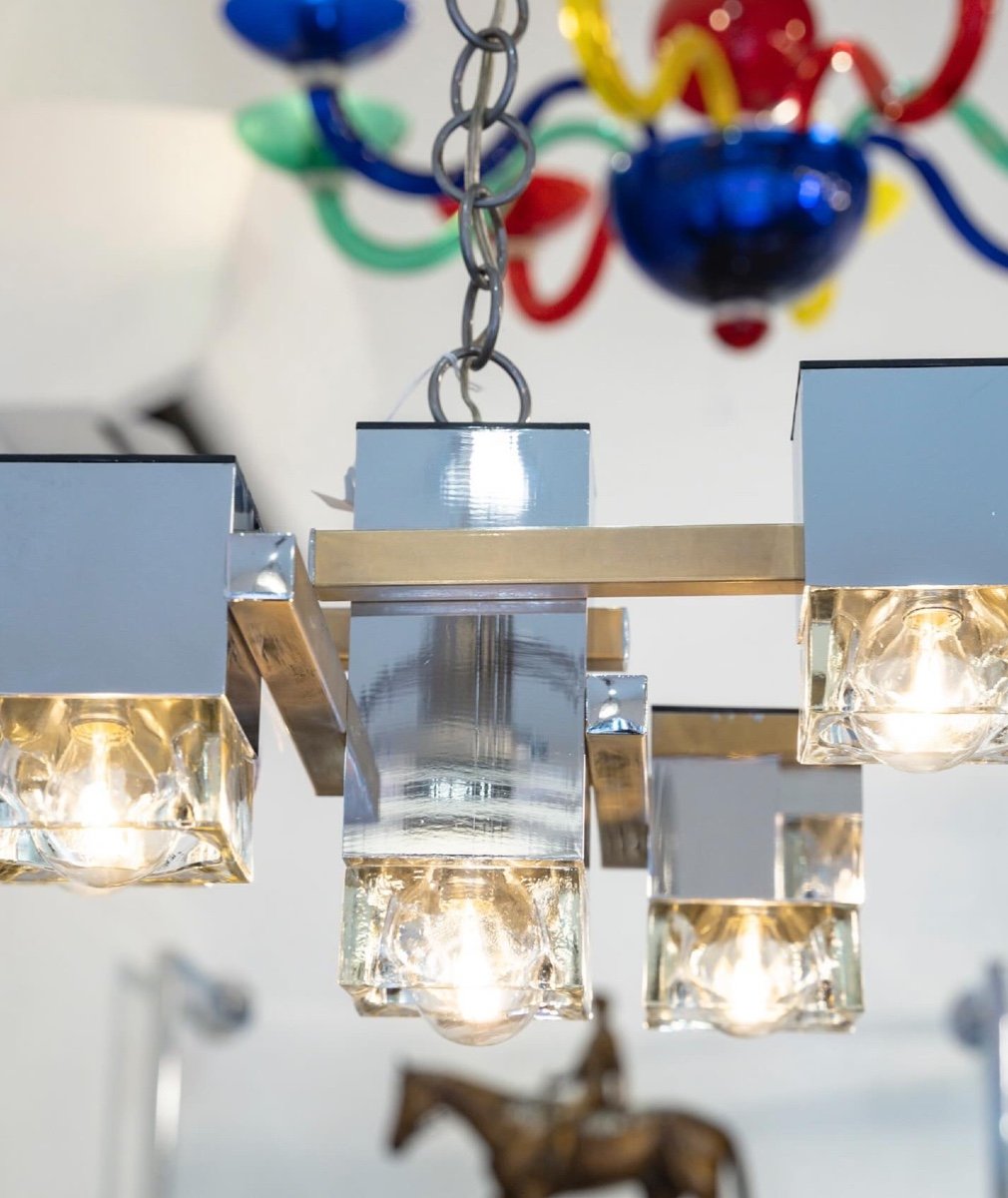 “ Ice Cube ” Chandelier , Gaetano Sciolari (1927-1994)-photo-2