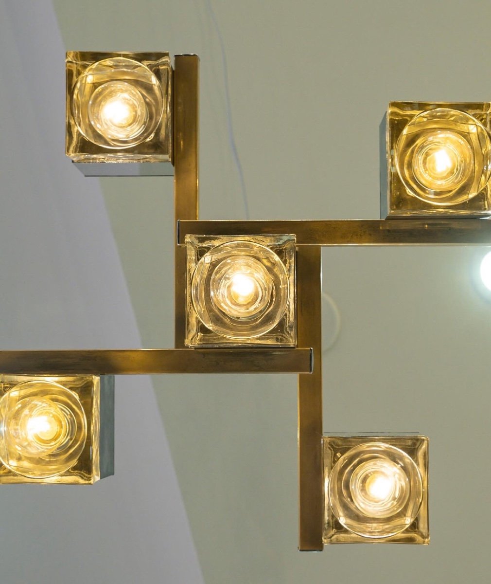 “ Ice Cube ” Chandelier , Gaetano Sciolari (1927-1994)-photo-4
