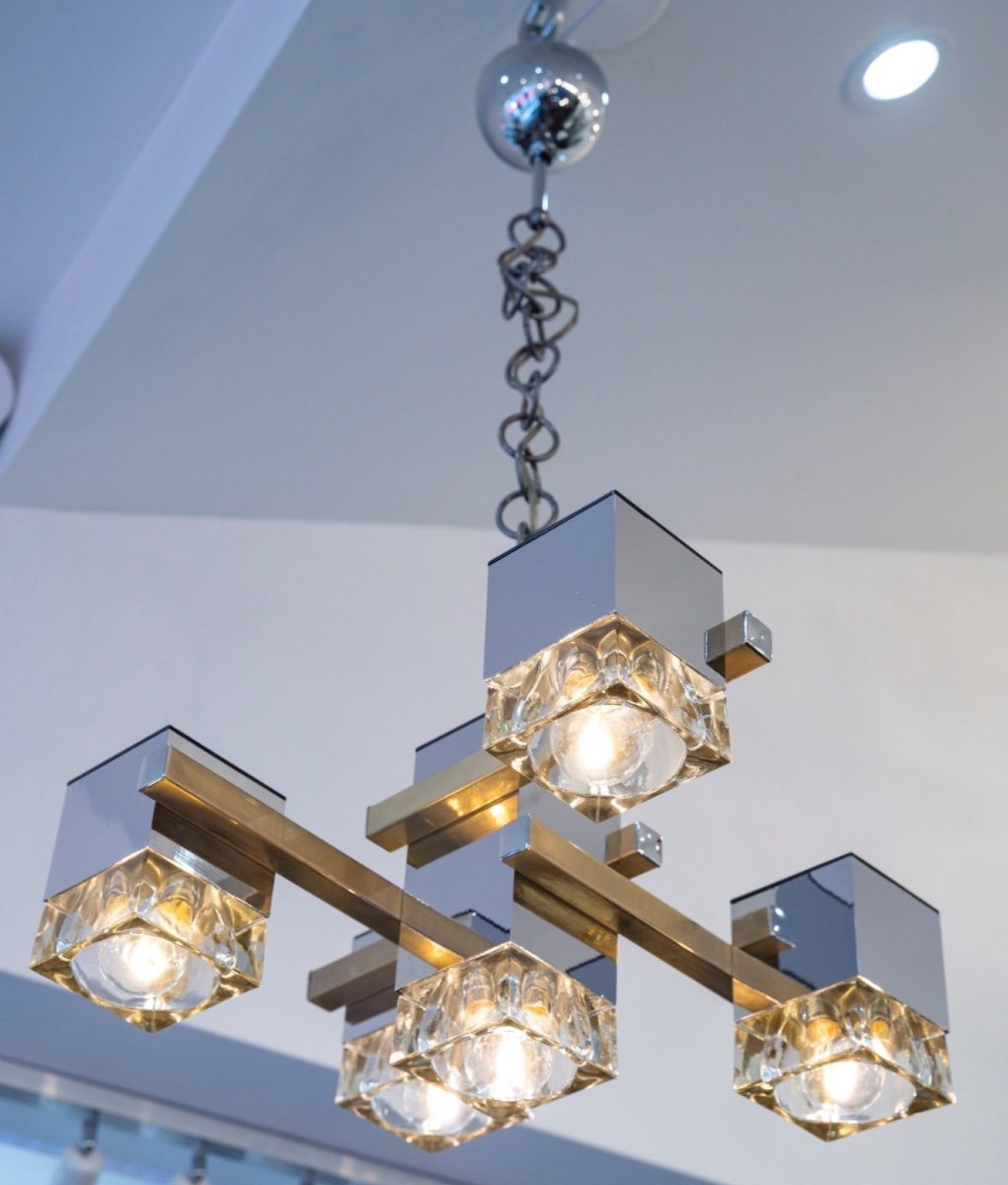 “ Ice Cube ” Chandelier , Gaetano Sciolari (1927-1994)-photo-3