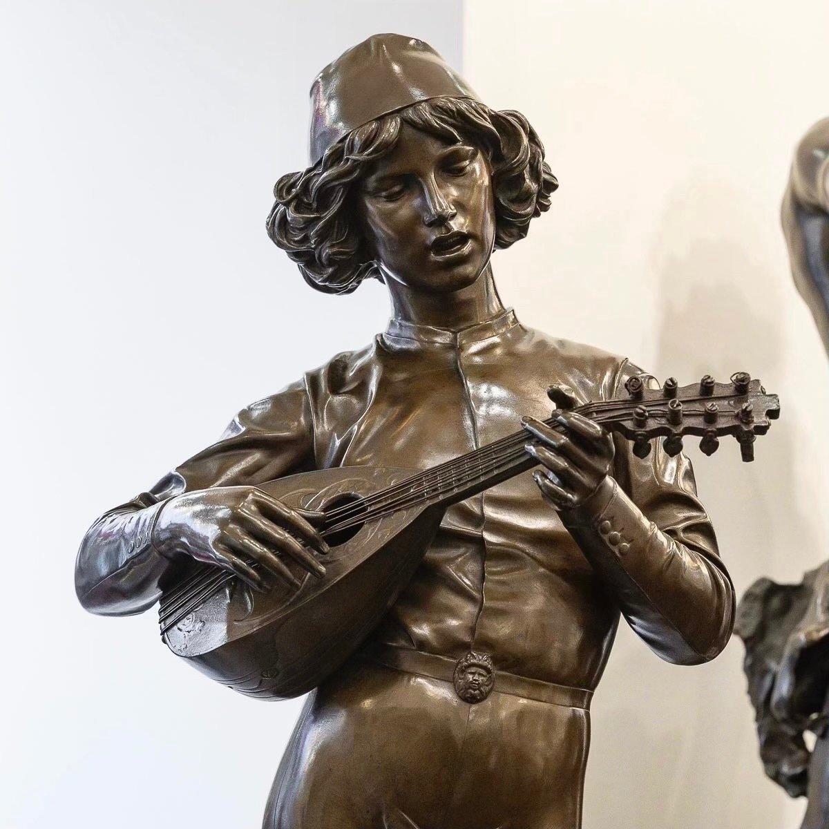 Sculpture - The Florentine Singer , Paul Dubois (1829-1905) - Bronze-photo-3