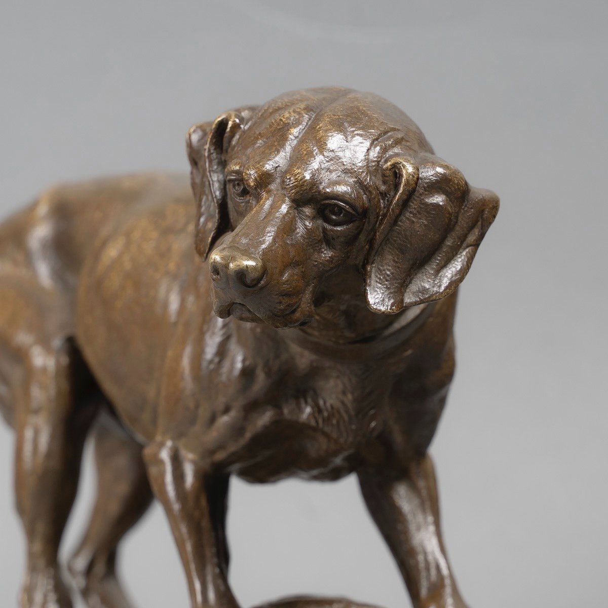 Sculpture - Dog Guarding A Hare , Paul - Edouard Delabrierre (1829-1912) - Bronze-photo-3