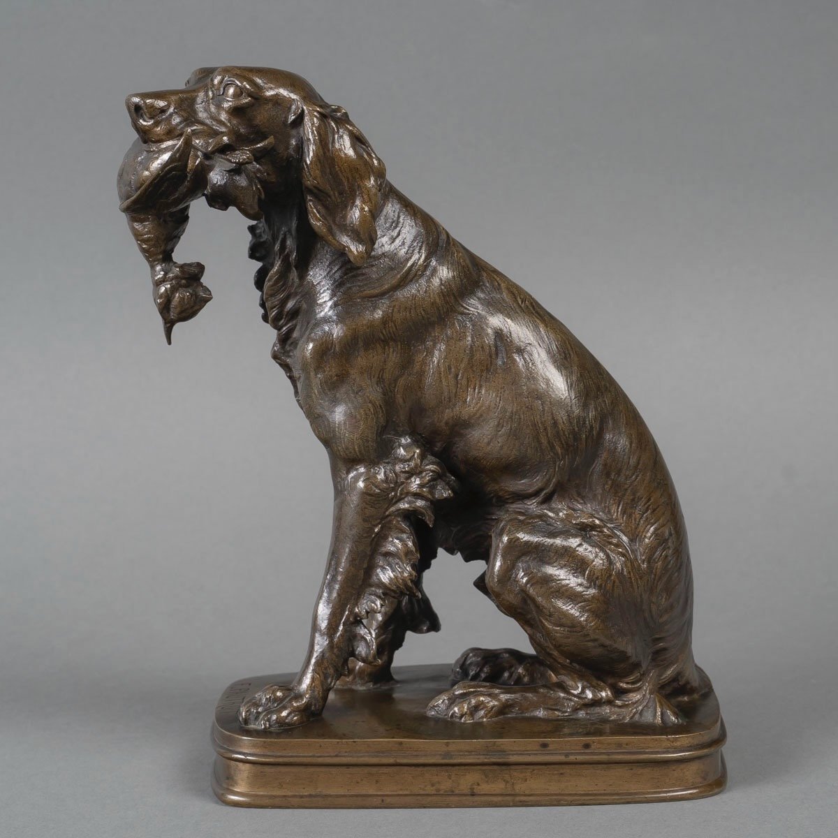 Sculpture - Dog With Duck , Ferdinand Pautrot (1832 - 1874) - Bronze-photo-4