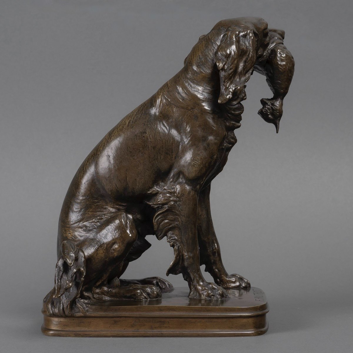 Sculpture - Dog With Duck , Ferdinand Pautrot (1832 - 1874) - Bronze-photo-3