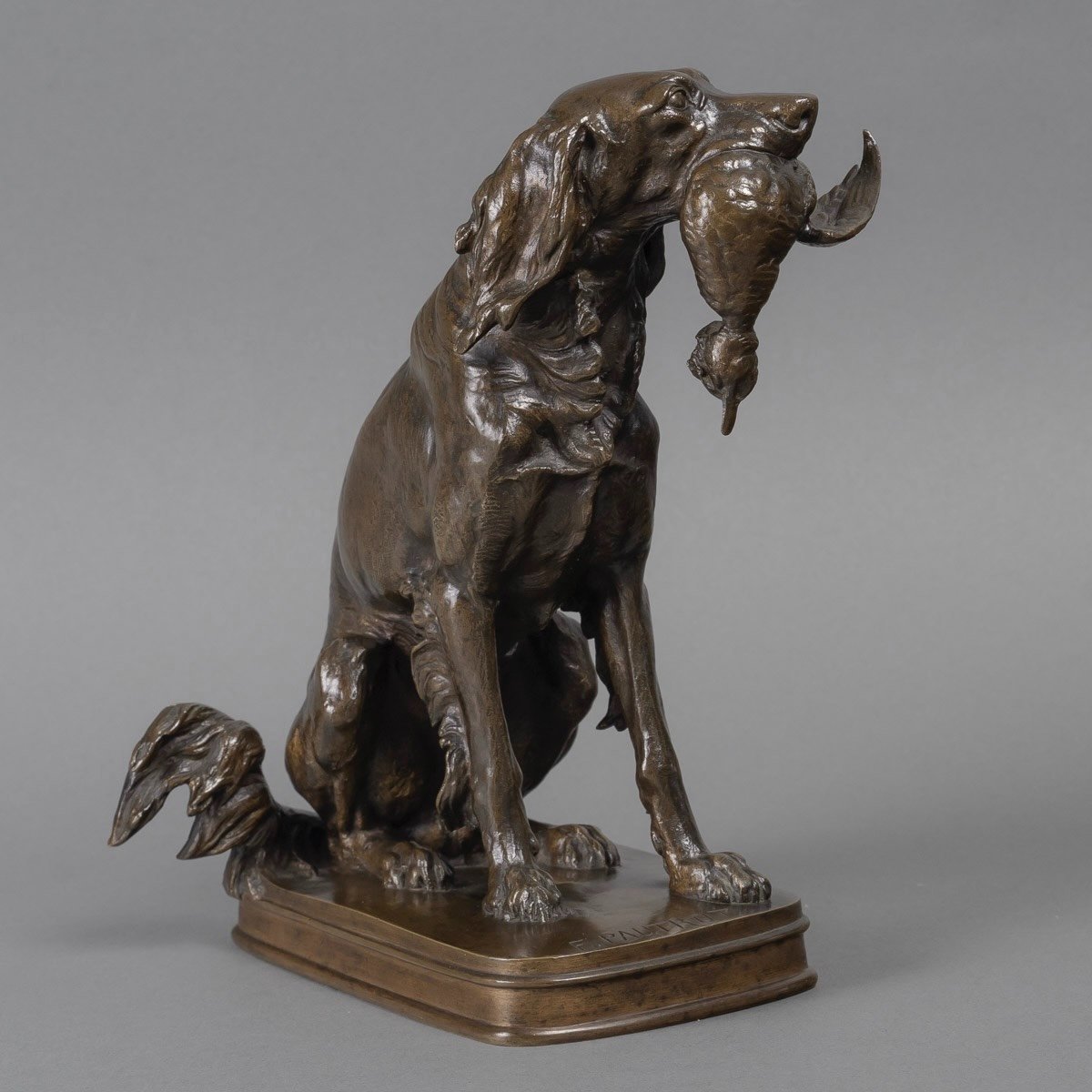 Sculpture - Dog With Duck , Ferdinand Pautrot (1832 - 1874) - Bronze-photo-4