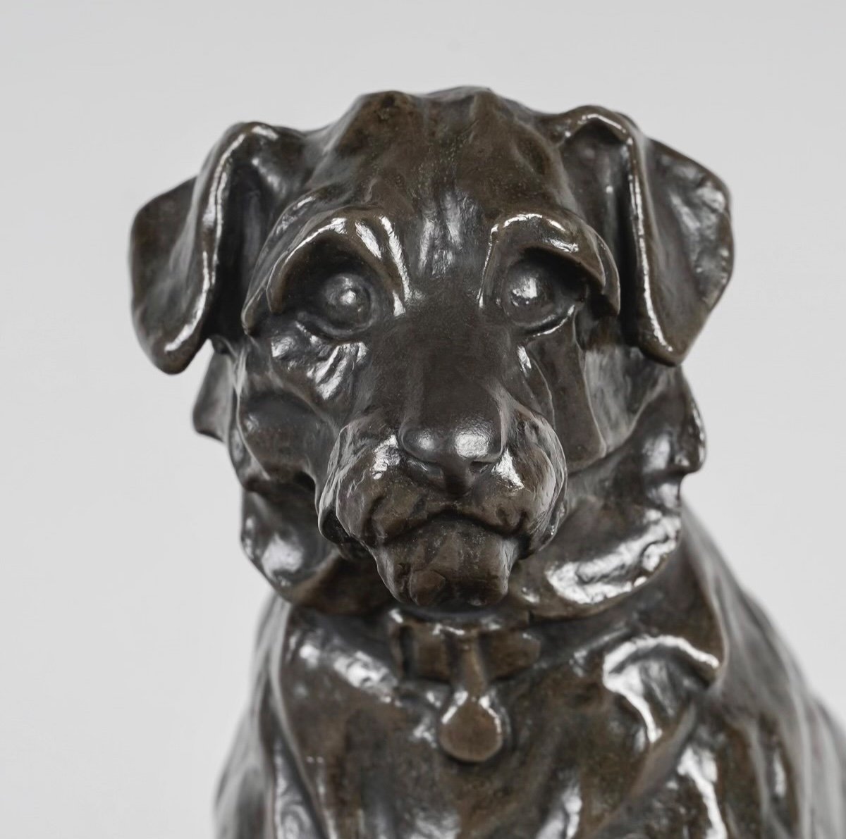 Sculpture  - Chien Assis , Jacques Nam (1881-1974) - Bronze-photo-3