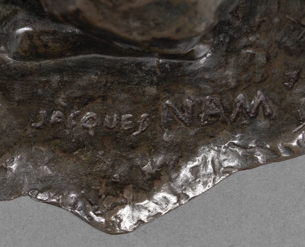 Sculpture  - Chien Assis , Jacques Nam (1881-1974) - Bronze-photo-4