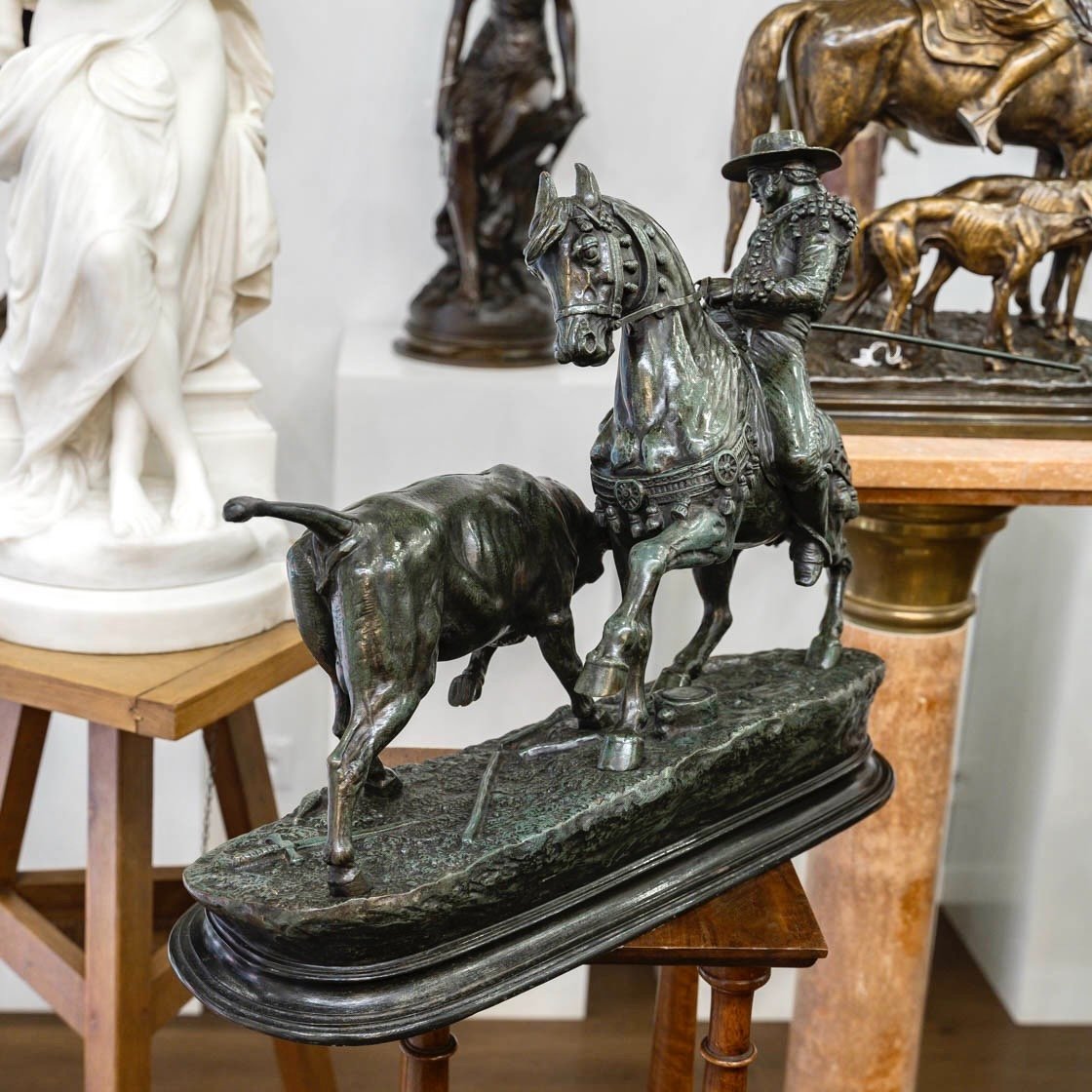 Bronze Group " Picador And His Bull ", Paul - Edouard Delabrierre (1829-1912)-photo-2
