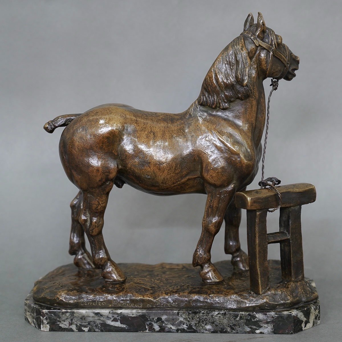 Sculpture - Percheron Horse , Rene Maxime Choquet (1872-1958) - Bronze-photo-1