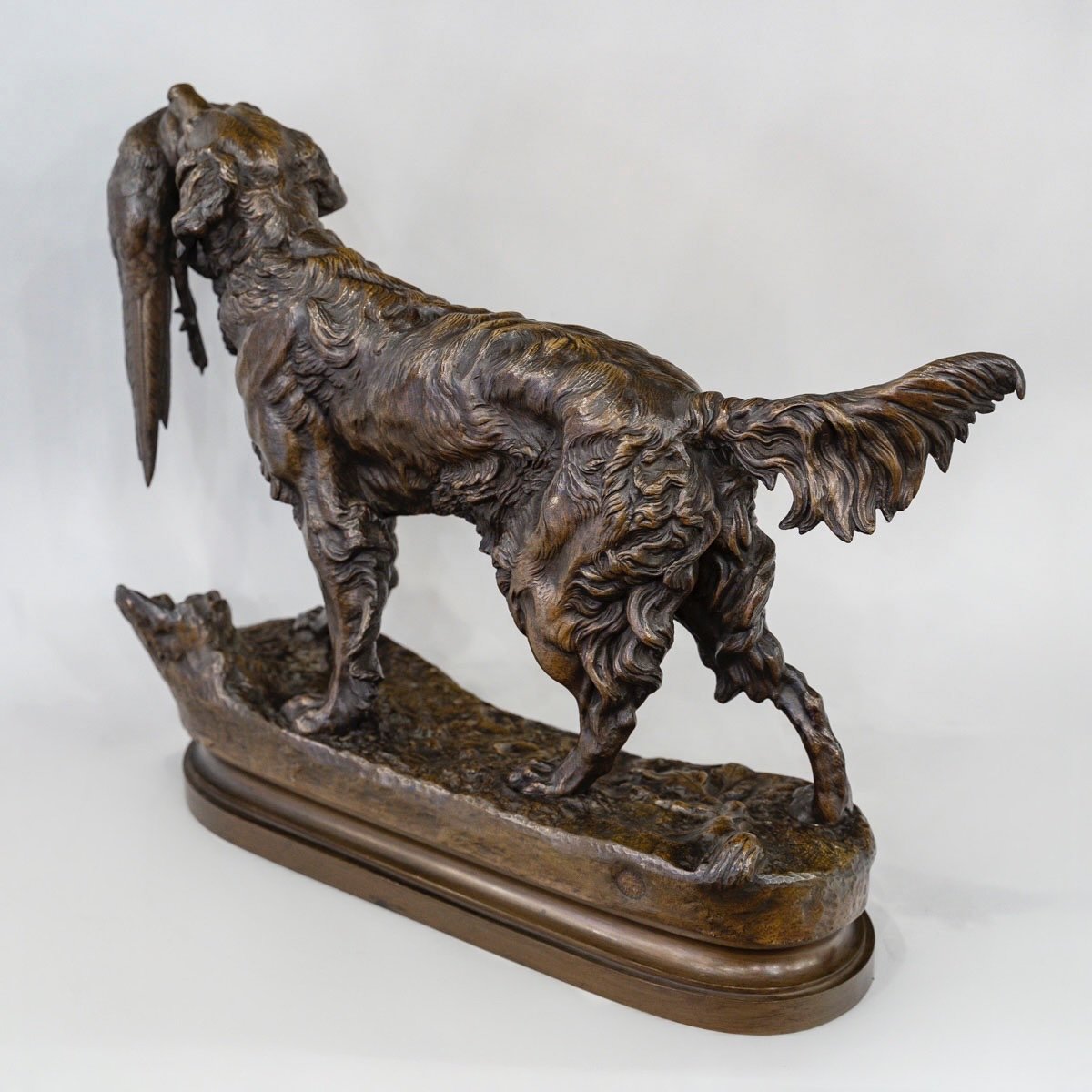 Sculpture - Dog With Game , Jules Moigniez (1835-1894) - Bronze -photo-1