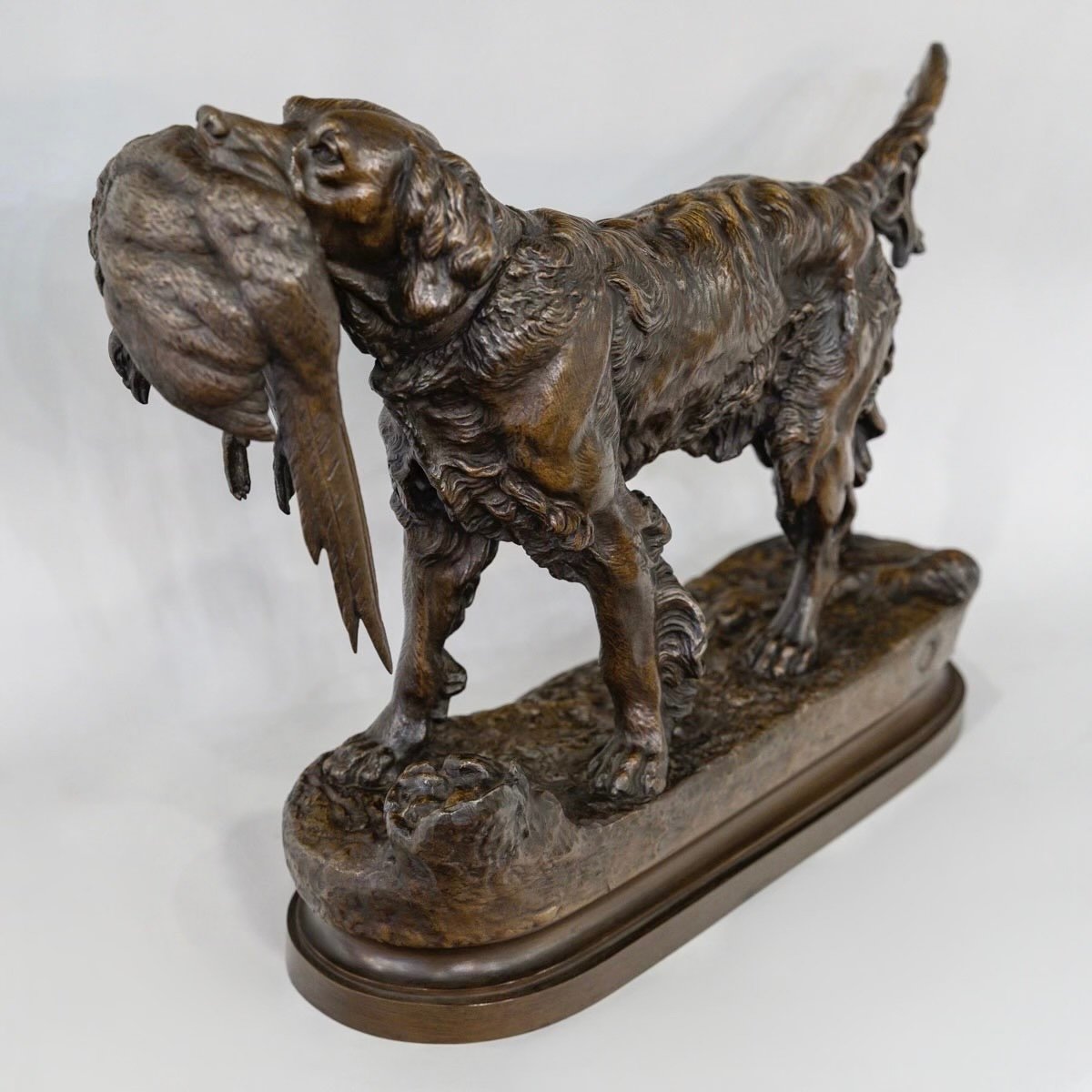 Sculpture - Dog With Game , Jules Moigniez (1835-1894) - Bronze -photo-3
