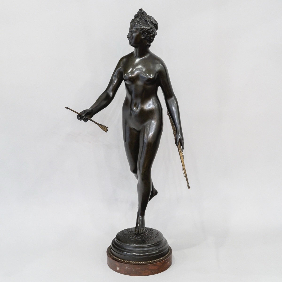 Sculpture - " Diane The Huntress " , Jean-antoine Houdon (1741-1828) - Bronze-photo-3