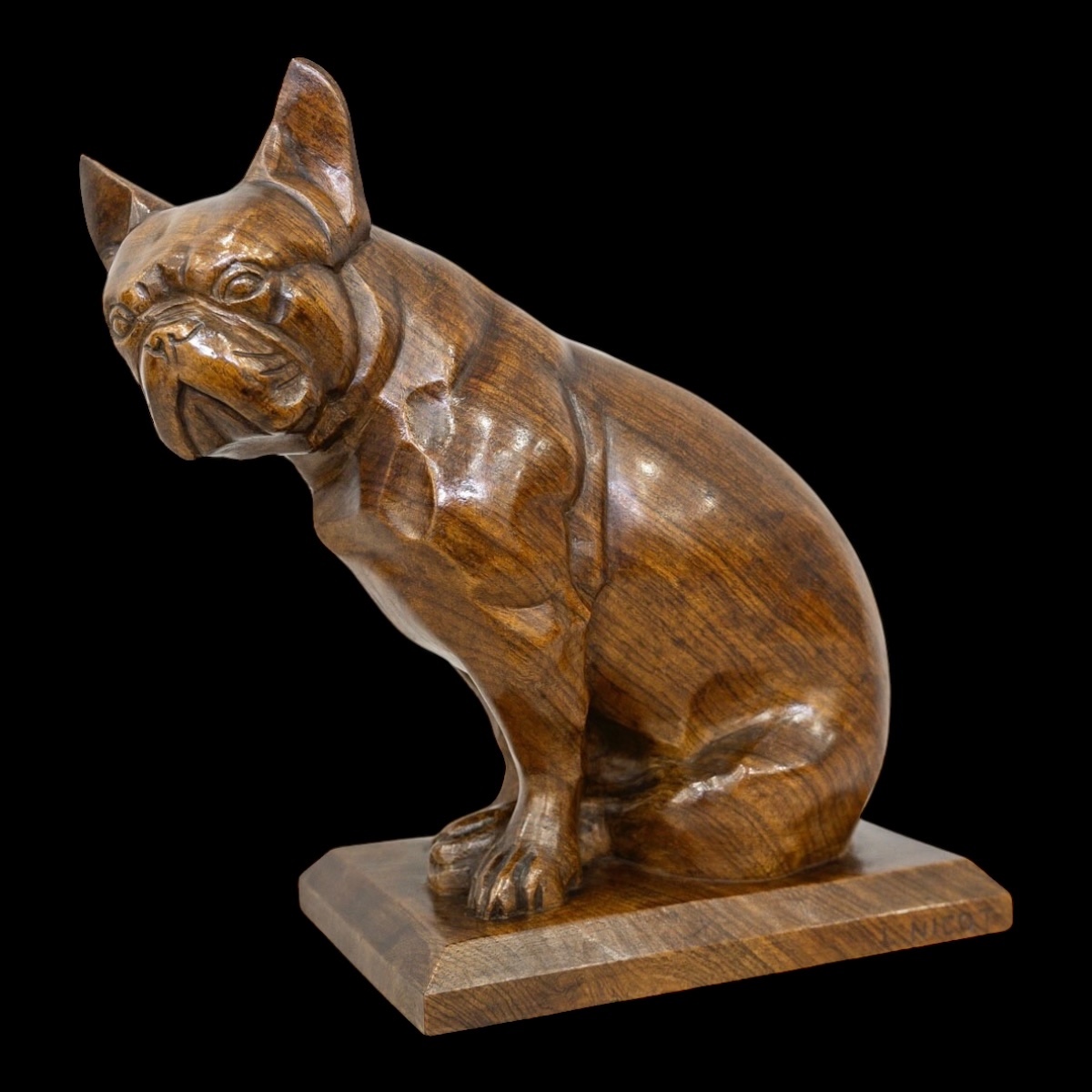 Sculpture - The Bulldog , Louis Henri Nicot (1878-1944) - Wood -photo-2