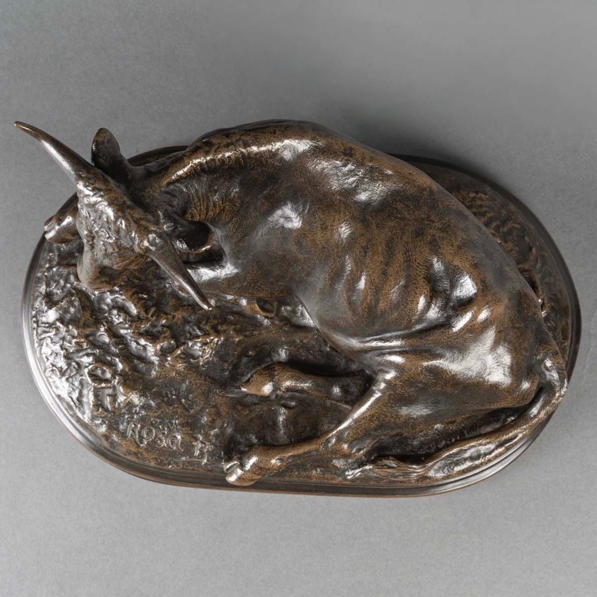Sculpture - Reclining Ox , Rosa Bonheur (1822-1899) - Bronze-photo-4