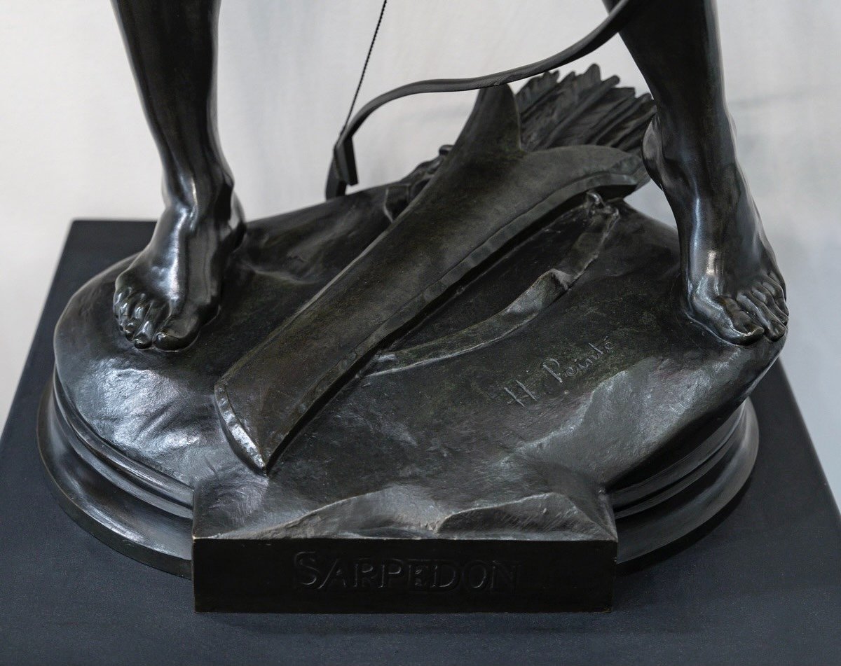 Sculpture - Sarpedon Bending His Bow , Henri Peinte (1845-1912) - Bronze-photo-5