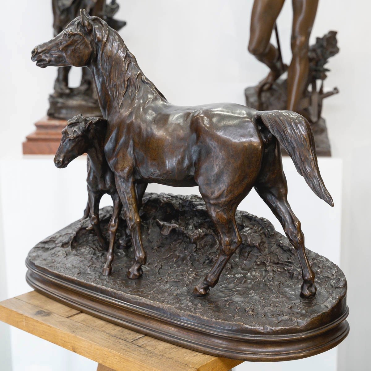 Sculpture - La Jument Normande Et Son Poulain , Pierre - Jules Mêne (1810-1879) - Bronze-photo-2