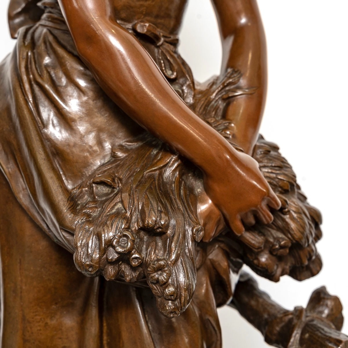 Sculpture - Young Girl With A Sheaf Of Wheat , Mathurin Moreau (1822-1912) - Bronze-photo-4