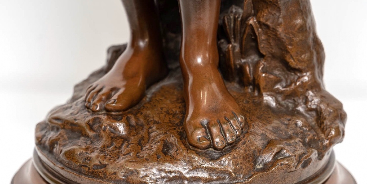 Sculpture - Young Girl With A Sheaf Of Wheat , Mathurin Moreau (1822-1912) - Bronze-photo-5