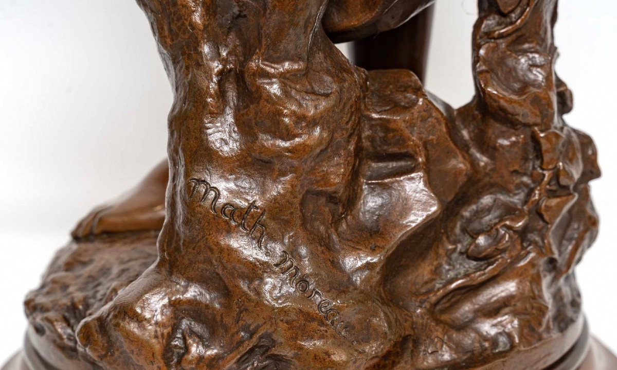 Sculpture - Young Girl With A Sheaf Of Wheat , Mathurin Moreau (1822-1912) - Bronze-photo-7
