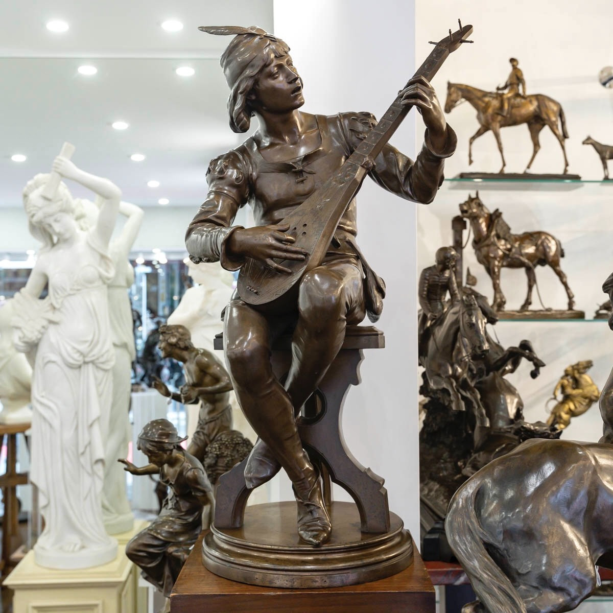 Sculpture - Oysel The Troubadour , Emile Boisseau (1842-1923) - Bronze 