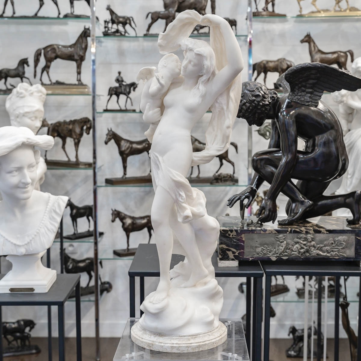 Sculpture - Venus And Cupid , Guglielmo Puoi (1850-1915) - Marble-photo-2