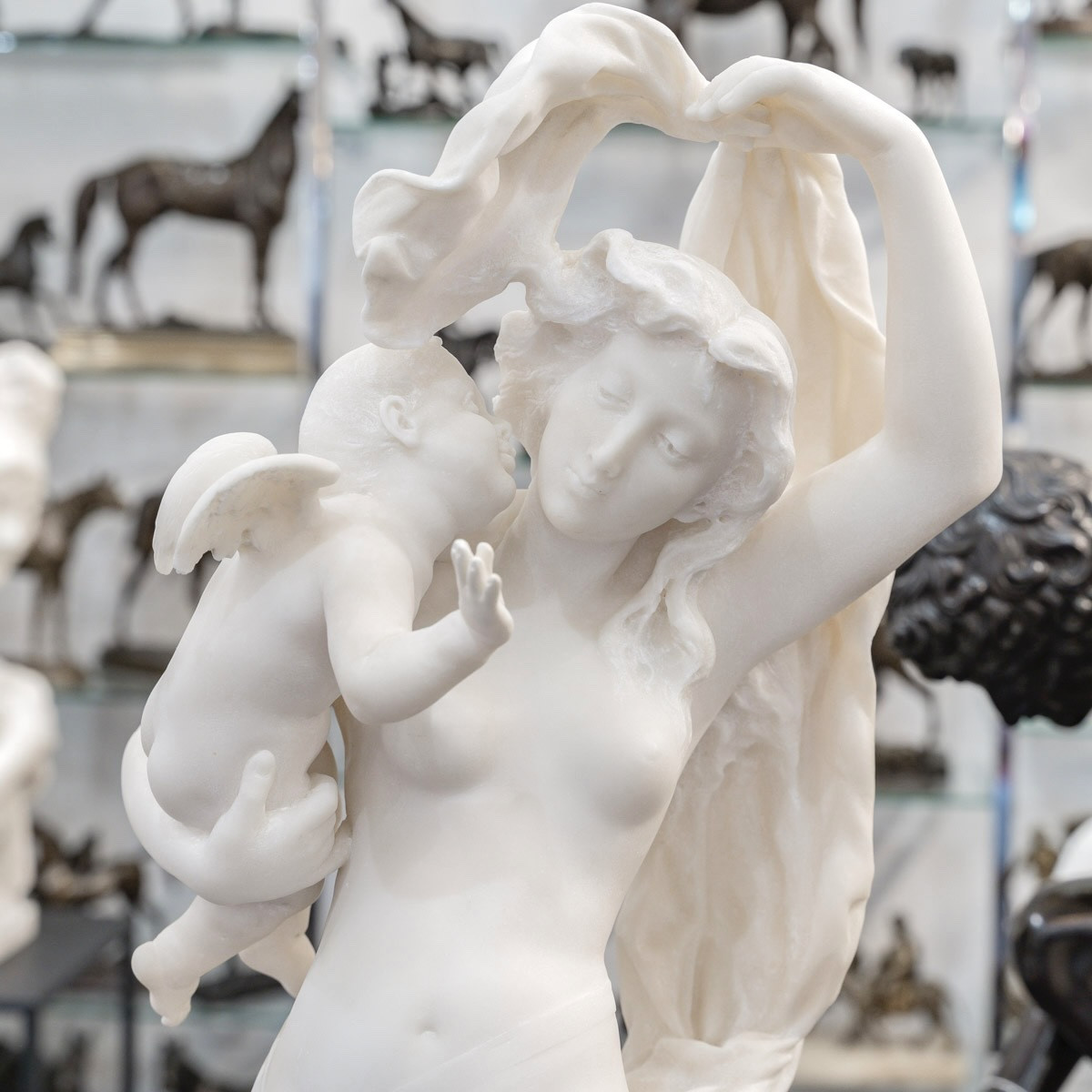 Sculpture - Venus And Cupid , Guglielmo Puoi (1850-1915) - Marble-photo-4