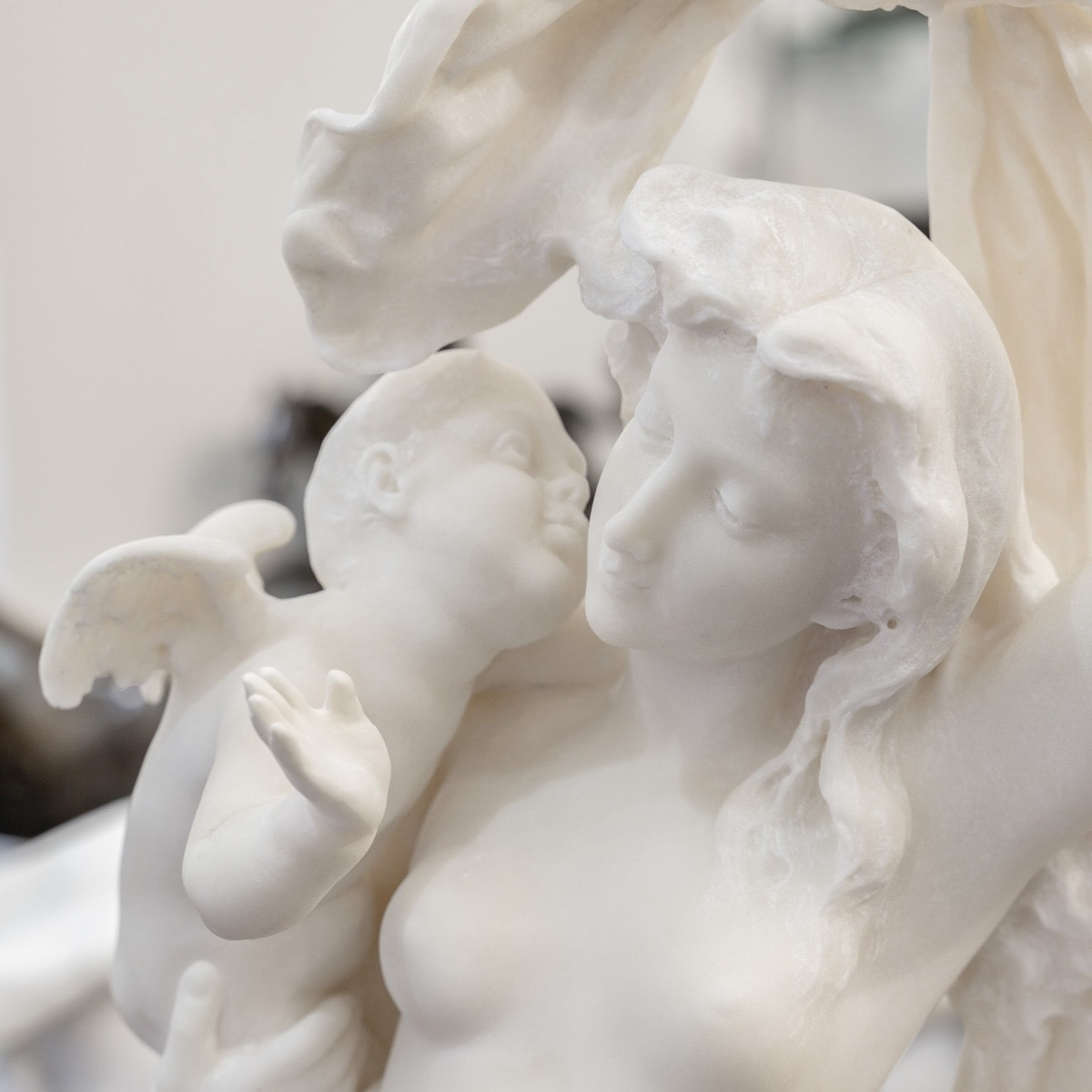 Sculpture - Venus And Cupid , Guglielmo Puoi (1850-1915) - Marble-photo-1
