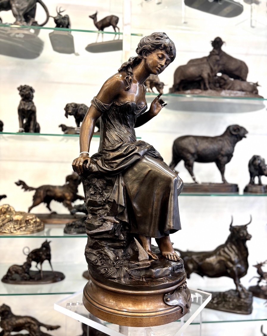 Sculpture - Sculpture - Return Of The Swallows , Auguste Moreau (1834-1917) - Bronze-photo-2