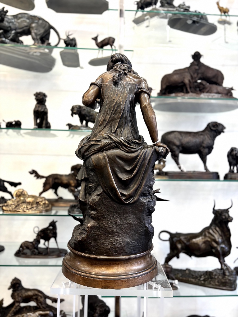 Sculpture - Sculpture - Return Of The Swallows , Auguste Moreau (1834-1917) - Bronze-photo-4