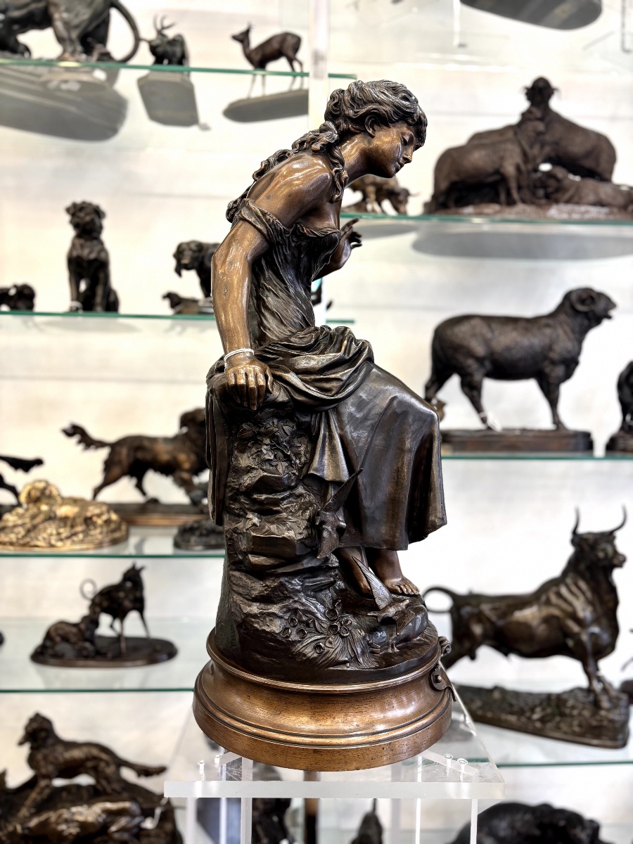 Sculpture - Sculpture - Return Of The Swallows , Auguste Moreau (1834-1917) - Bronze-photo-5