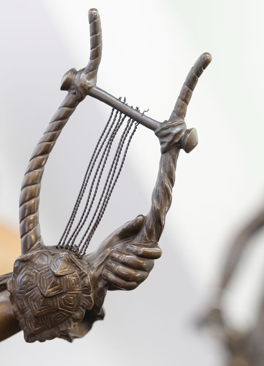 Sculpture - Élégante À La Lyre , Mathurin Moreau (1822-1912) - Bronze-photo-1