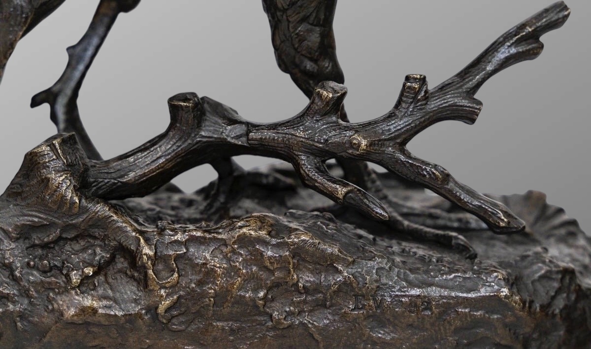 Sculpture - La Perdrix , Alfred Dubucand (1828 - 1894) - Bronze -photo-2