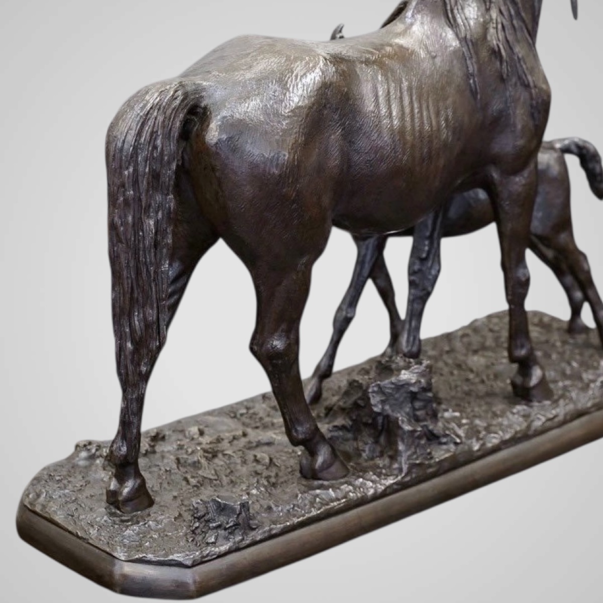 Sculpture - Mare And Her Foal , Christophe Fratin (1801-1864) - Bronze-photo-2