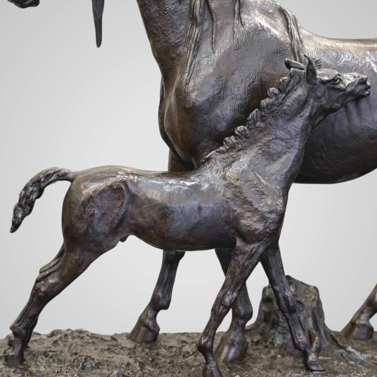 Sculpture - Mare And Her Foal , Christophe Fratin (1801-1864) - Bronze-photo-3