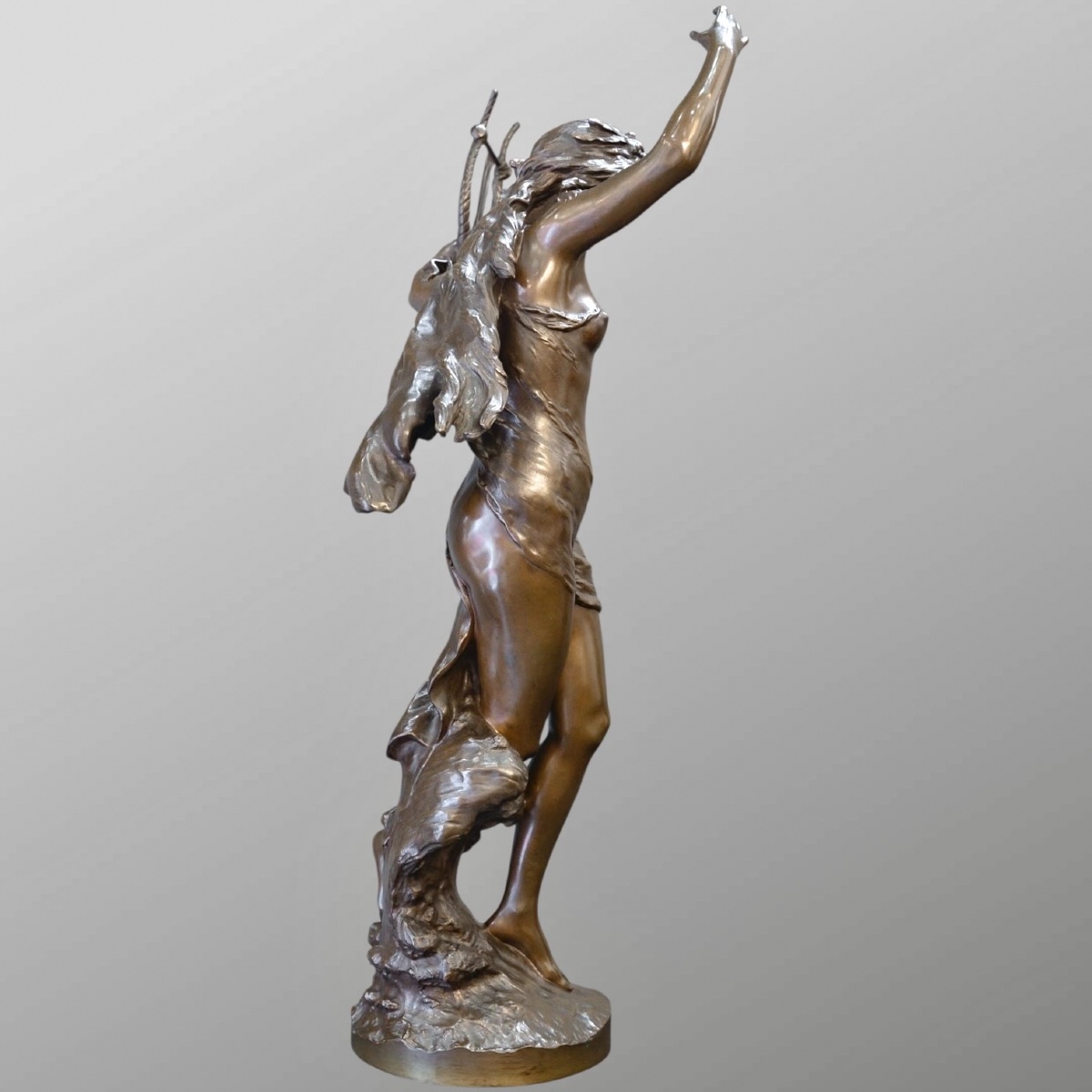 Sculpture - Élégante À La Lyre , Mathurin Moreau (1822-1912) - Bronze-photo-2