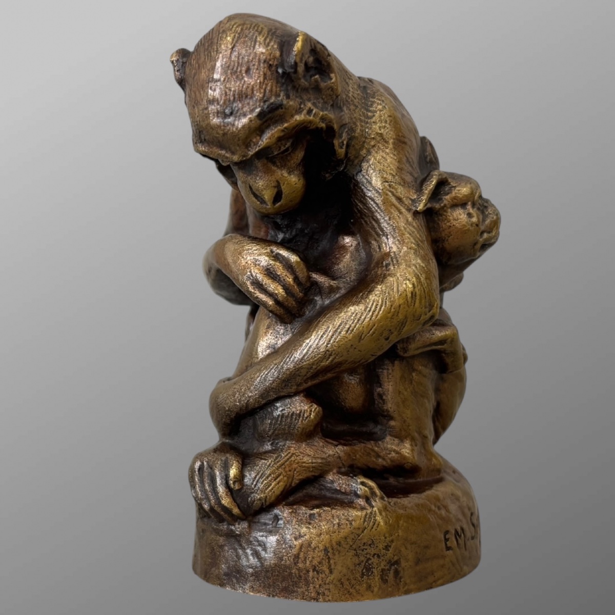 Sculpture - Singe et Chien , Emmanuel Samson (1860-1926) - Bronze-photo-4