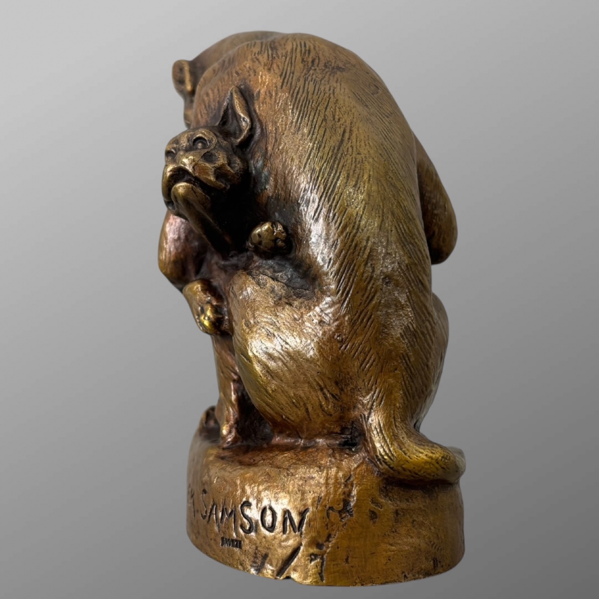 Sculpture - Singe et Chien , Emmanuel Samson (1860-1926) - Bronze-photo-3