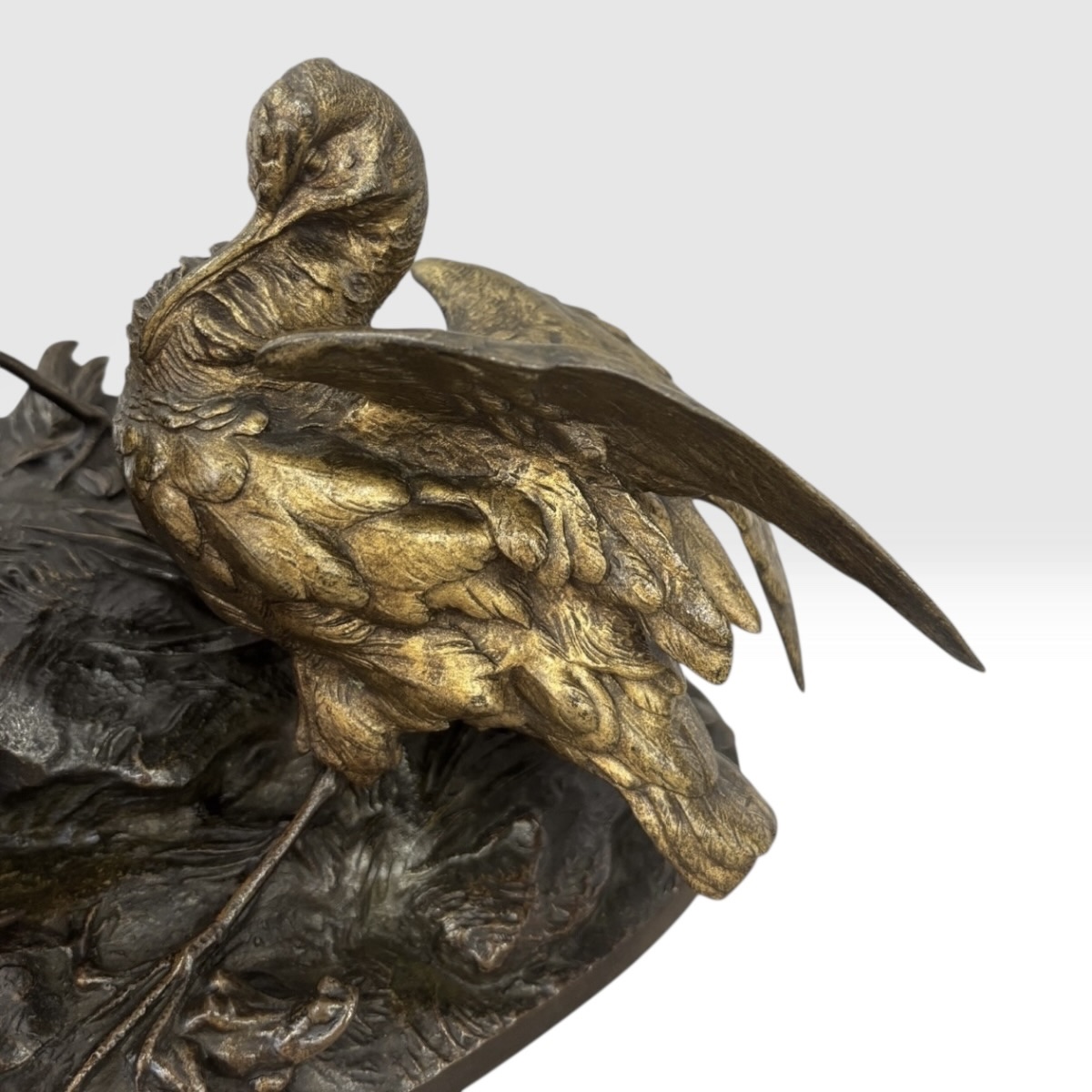 Sculpture - Groupe De Bécasses À La Grenouille , Léon Bureau (1866-1906) - Bronze-photo-2