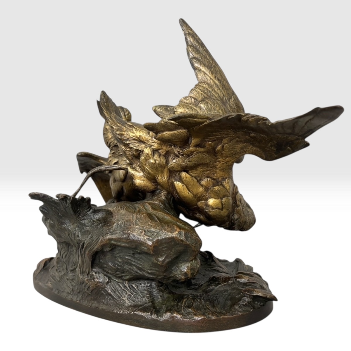Sculpture - Groupe De Bécasses À La Grenouille , Léon Bureau (1866-1906) - Bronze-photo-3