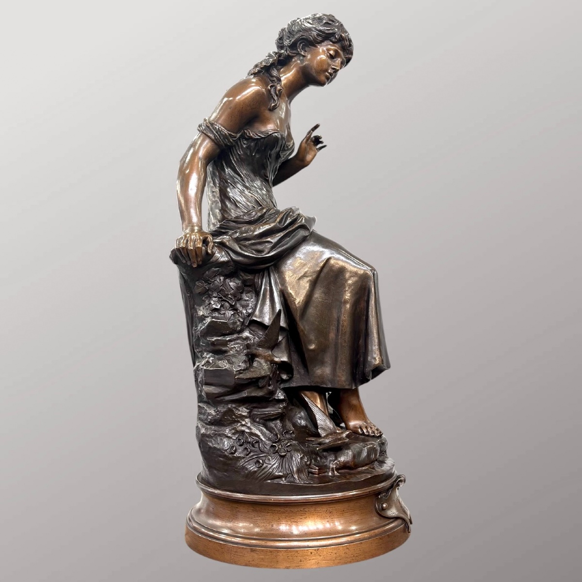 Sculpture - Return Of The Swallows , Auguste Moreau (1834-1917) - Bronze  -photo-2