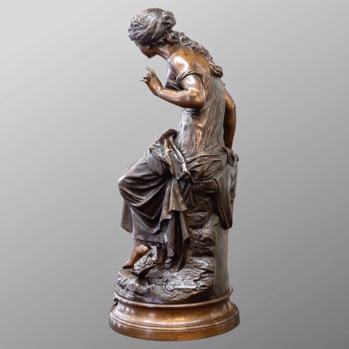 Sculpture - Return Of The Swallows , Auguste Moreau (1834-1917) - Bronze  -photo-2