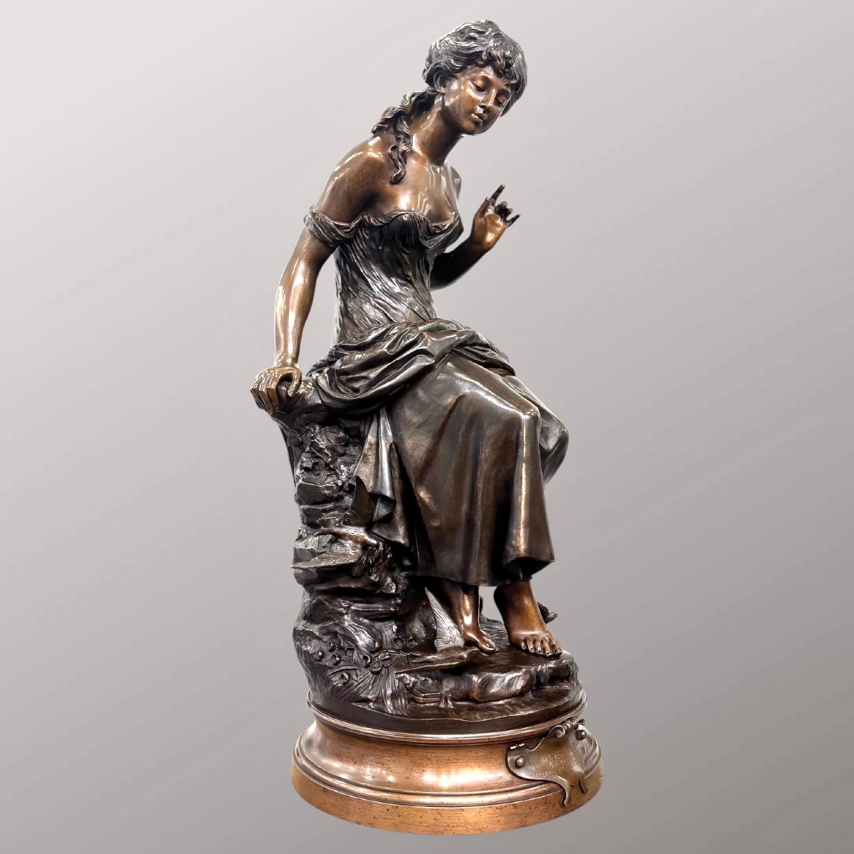 Sculpture - Return Of The Swallows , Auguste Moreau (1834-1917) - Bronze  