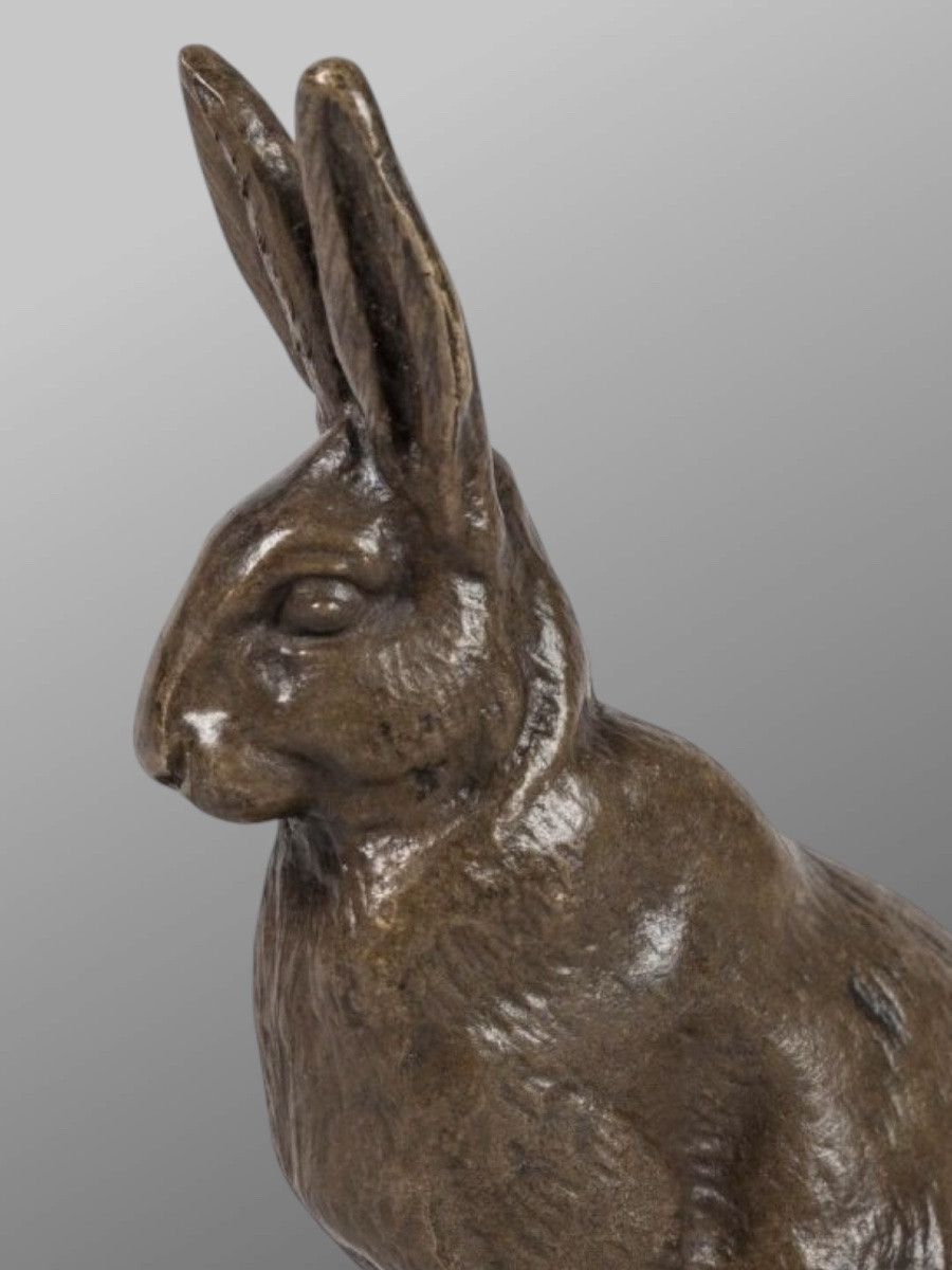 Sculpture - Le Lièvre , Antoine - Louis Barye (1795-1875) - Bronze-photo-2