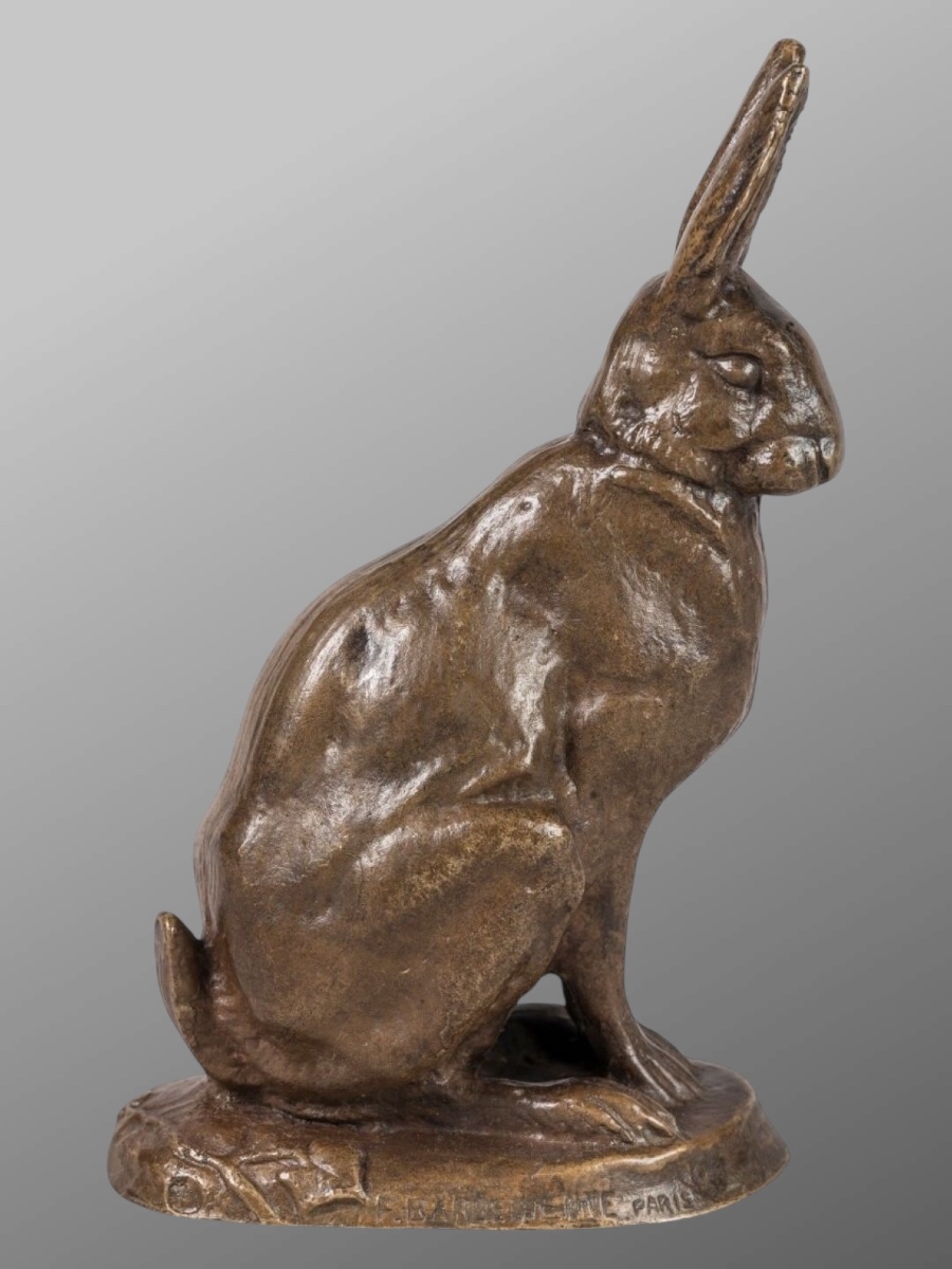Sculpture - Le Lièvre , Antoine - Louis Barye (1795-1875) - Bronze-photo-3