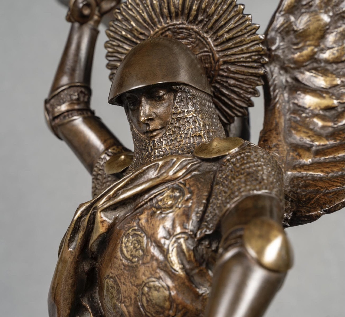 Sculpture - Saint- Michel Slaying The Dragon , Emmanuel Fremiet (1824-1910) - Bronze-photo-1