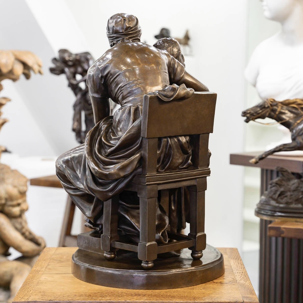 Sculpture - Maternal Education , Eugene Delaplanche (1836-1891) - Bronze-photo-3